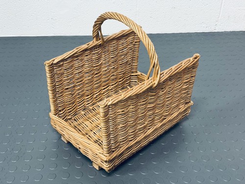 Vintage cane log basket hand - cane,