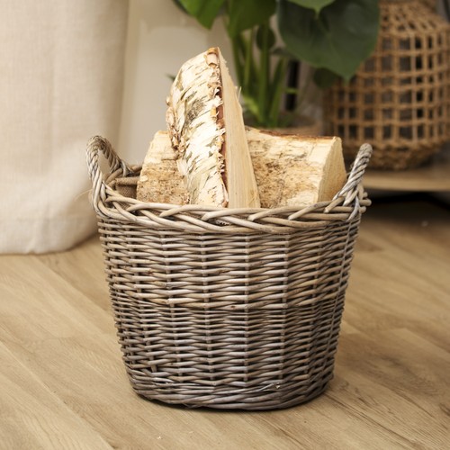 Wicker lined log - wicker, basket