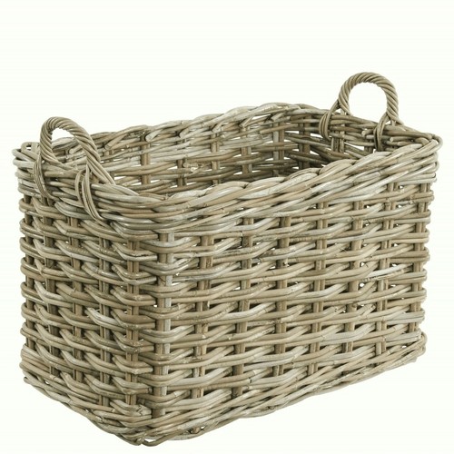 Rattan rectangular log storage - rattan,
