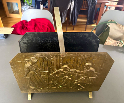 Vintage 1970 metal log basket - vintage,