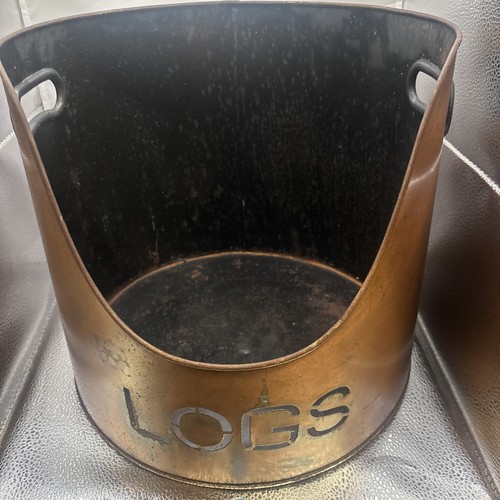 Log basket brass - log, metal