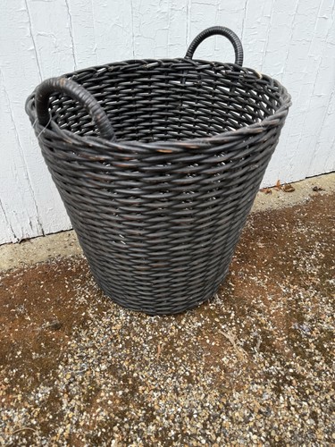 Black rattan log - basket, with