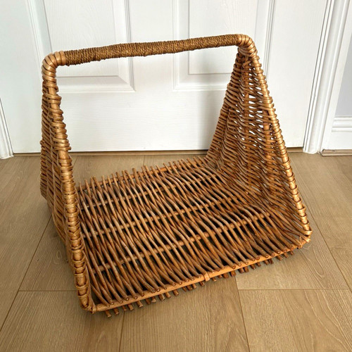 Strong wicker trug log basket - wicker,