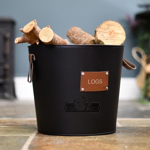 Black leather wood - black, &