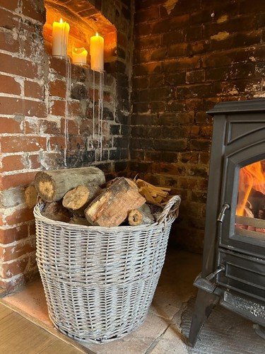 Round grey wash wicker log - round, grey-wash