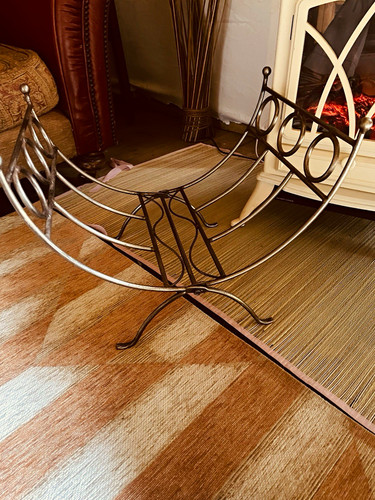 Vintage iron log basket craft - vintage,
