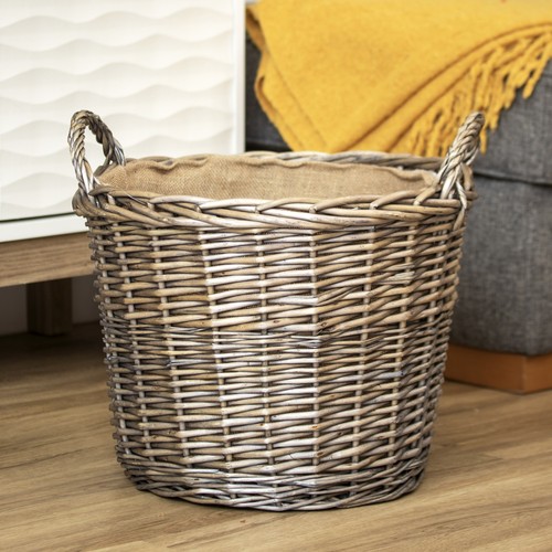 Willow lined log basket - willow,