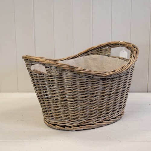 Large oval log basket with - log,