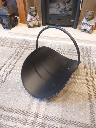 Metal log basket matt black - matt,