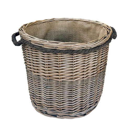 Wicker lined rope handle log - wicker,