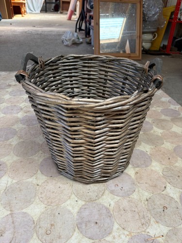 Woven wicker log basket with - wicker,