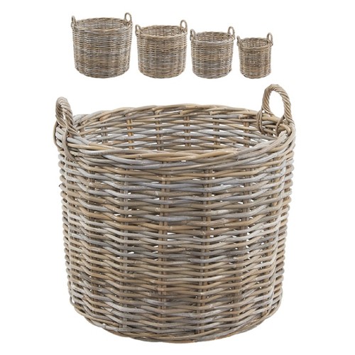 Grey buff rattan round - buff,