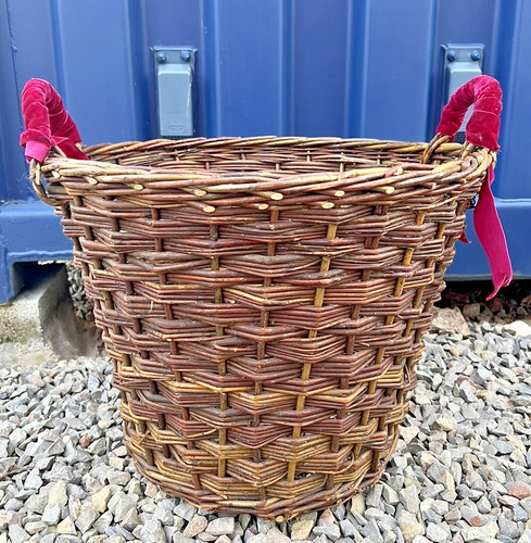 Wicker log basket - basket, washing