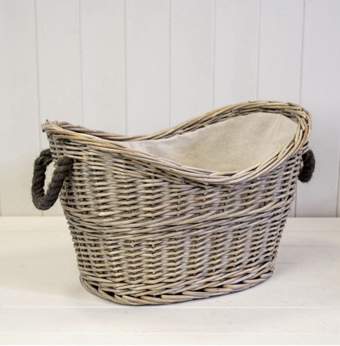 Large oval wicker log basket - wicker,