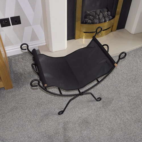 Folding black steel log - steel, holder